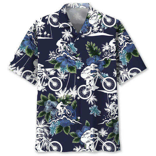 Hawaiian Shirt / Adults / S Mountain Bike Blue Nature Hawaiian Shirt
