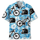 Hawaiian Shirt / Adults / S Mountain Bike Blue White Hibicus Hawaiian Shirt