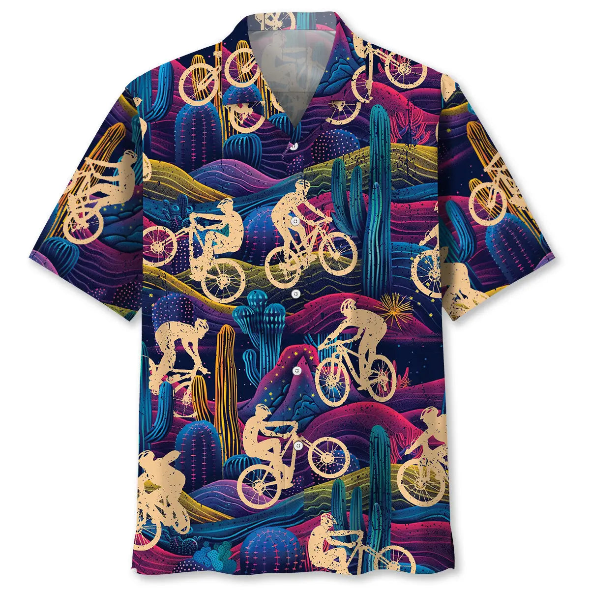 Hawaiian Shirt / Adults / S Mountain Bike Desert Neon Hawaiian Shirt