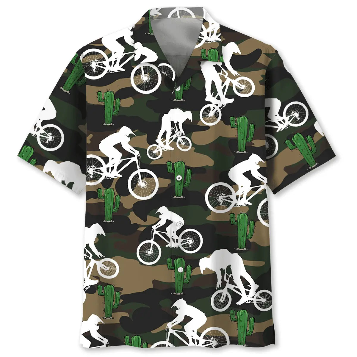 Hawaiian Shirt / Adults / S Mountain Bike Green Cactus Hawaiian Shirt