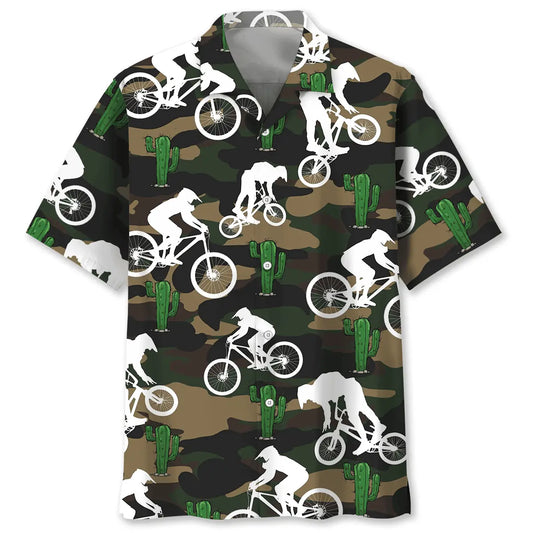 Hawaiian Shirt / Adults / S Mountain Bike Green Cactus Hawaiian Shirt
