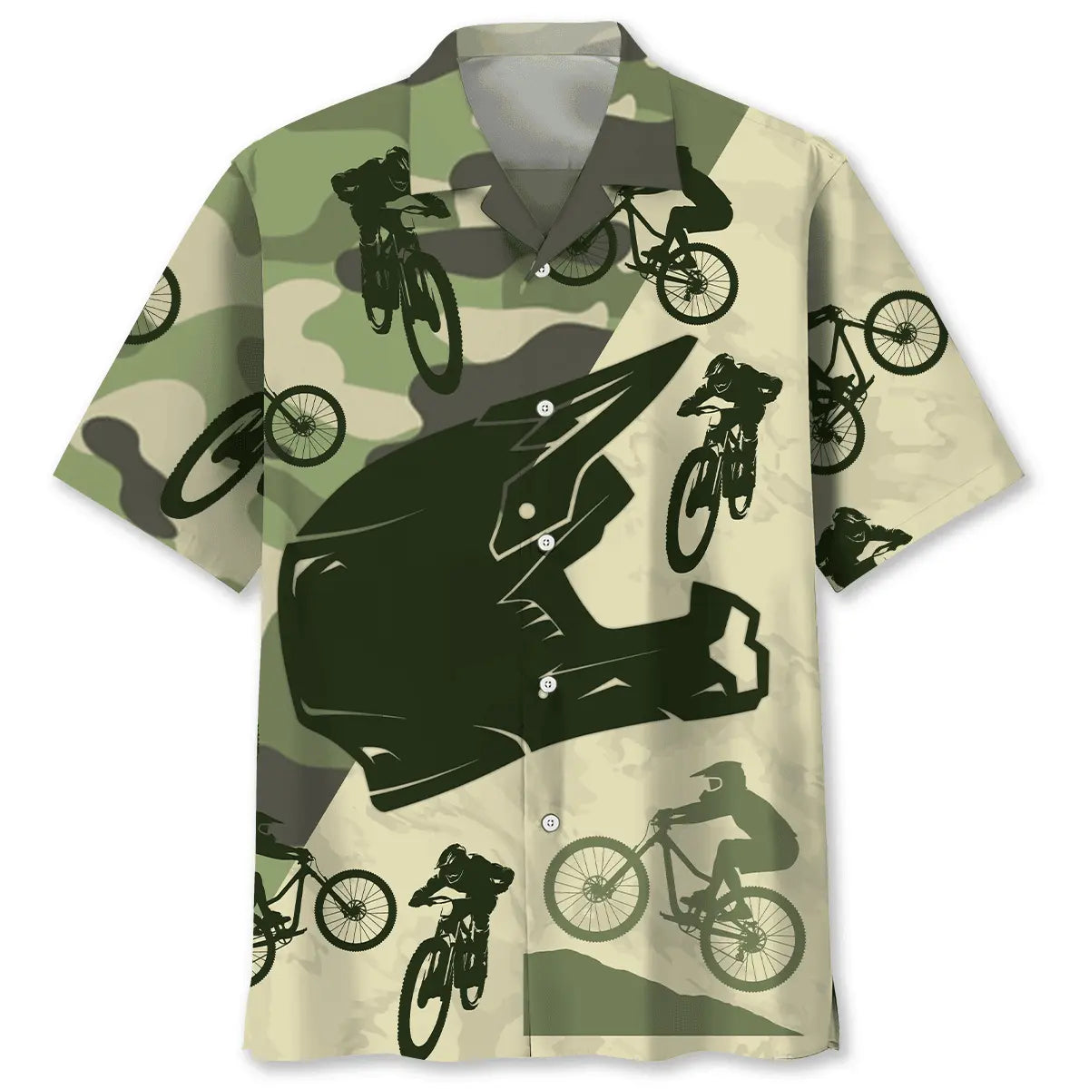 Hawaiian Shirt / Adults / S Mountain Bike Helmet Camo Hawaiian Shirt
