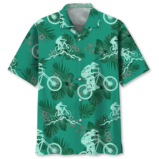 Hawaiian Shirt / Adults / S Mountain Bike Kelly Green Hawaiian Shirt