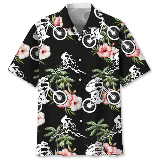Hawaiian Shirt / Adults / S Mountain Bike Nature Flower Hawaiian Shirt