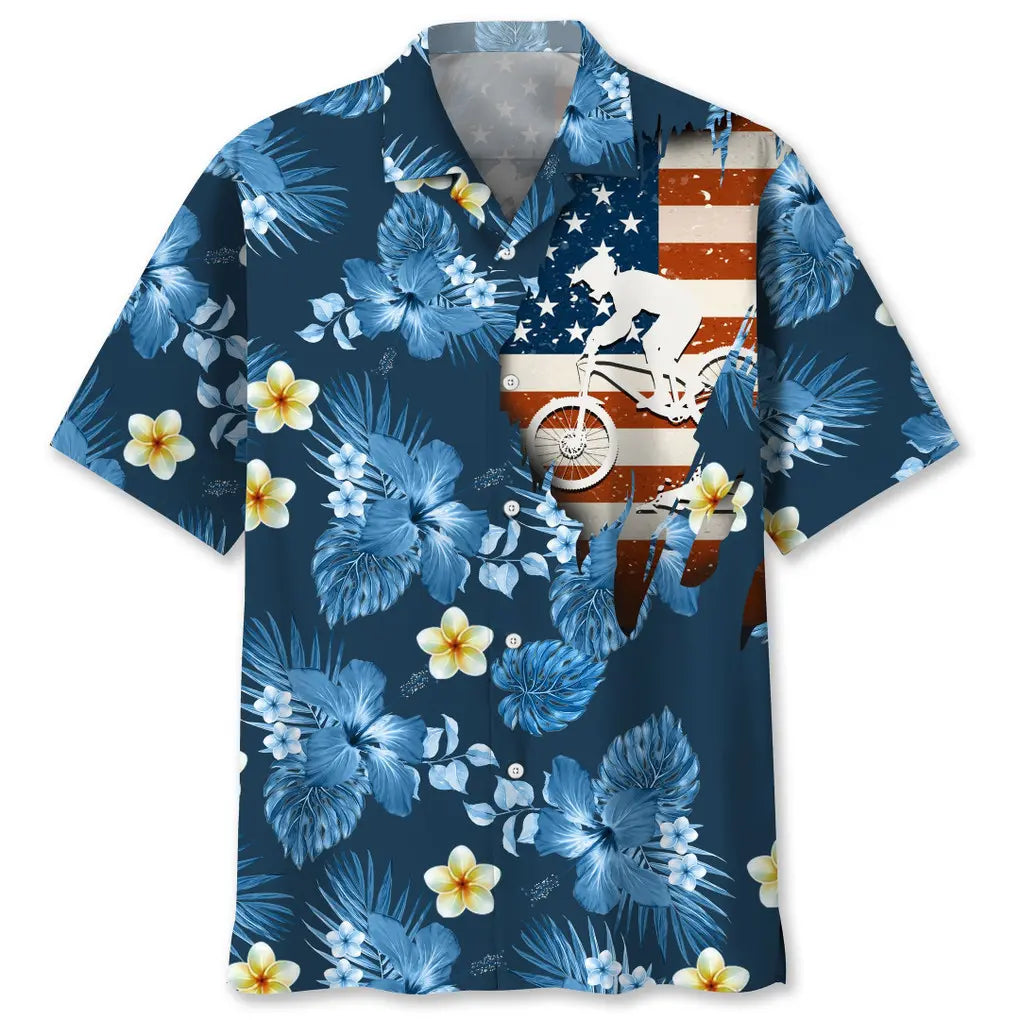 Hawaiian Shirt / Adults / S Mountain Bike Usa Nature Hawaiian Shirt