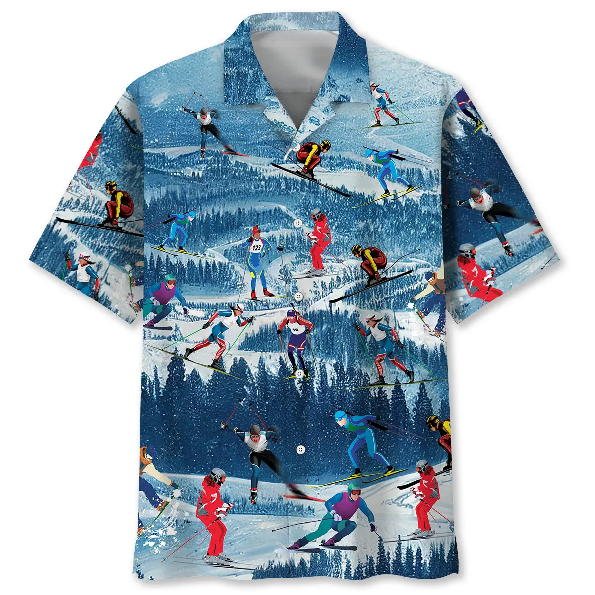 Hawaiian Shirt / Adults / S Mountain Skiing Hawaiian Shirt