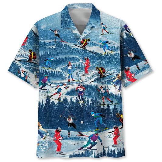 Hawaiian Shirt / Adults / S Mountain Skiing Hawaiian Shirt