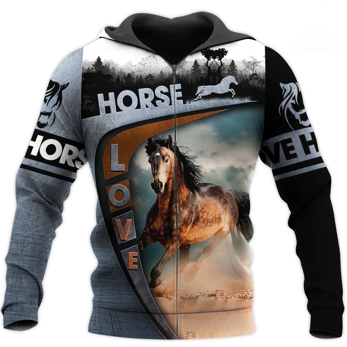 Love Horse All Over Print Art – 3D Hoodie