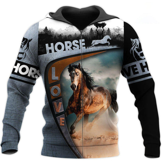 Love Horse All Over Print Art – 3D Hoodie