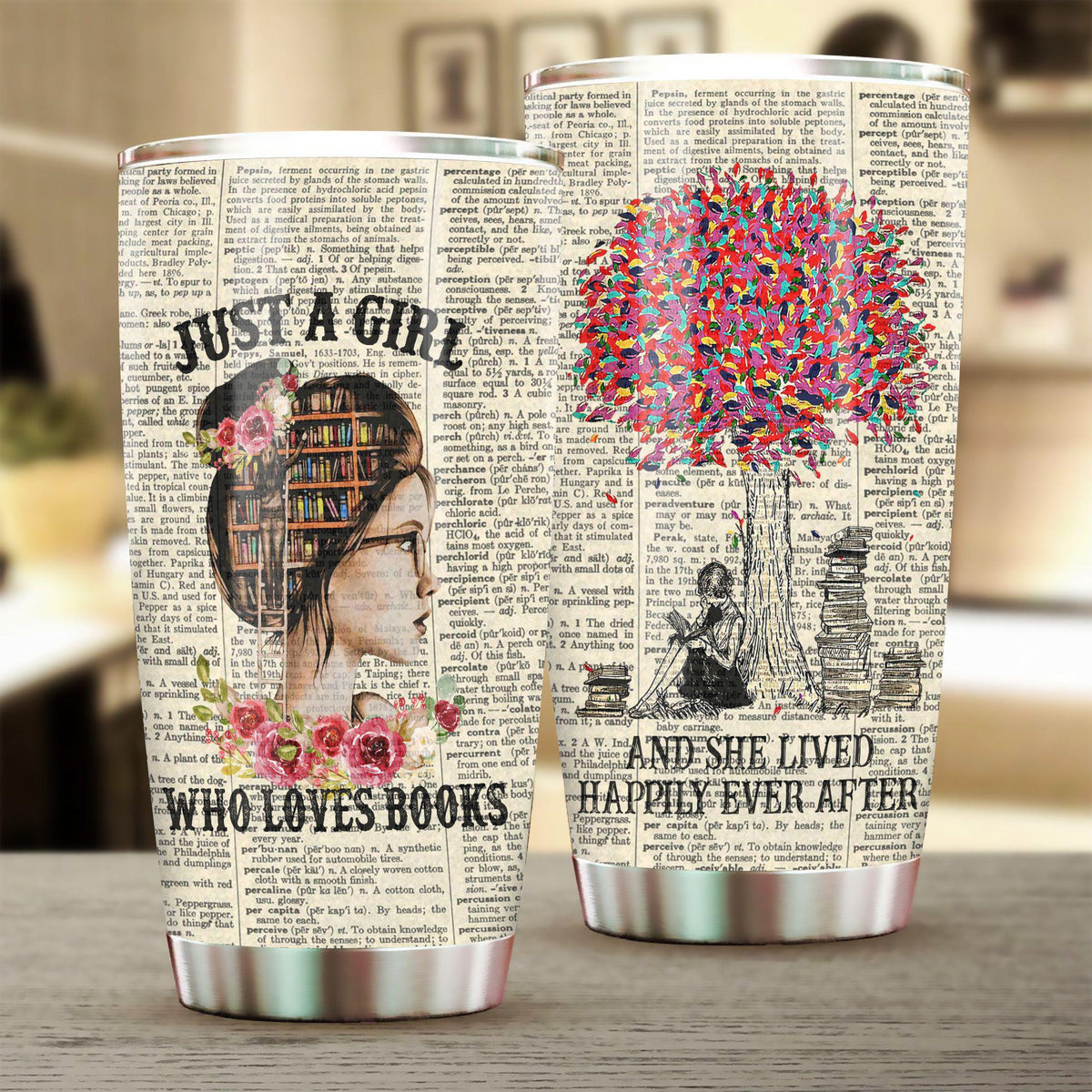 Books Just A Girl Who Loves Books Under Tree 20 Oz Tumbler