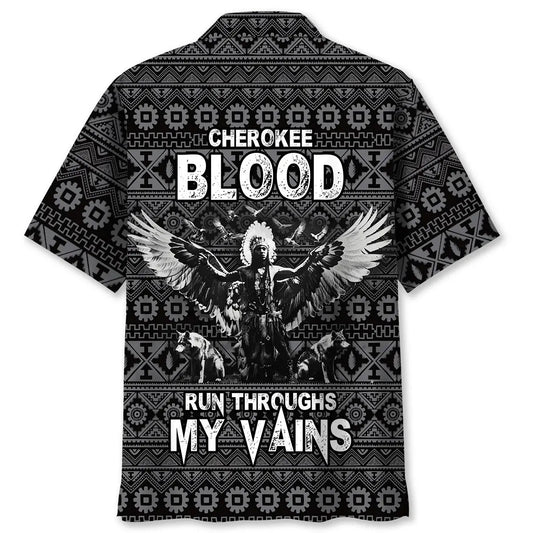 Hawaiian Shirt / Adults / S Native America Cherokee Blood Run Throughs My Vains Hawaiian Shirt