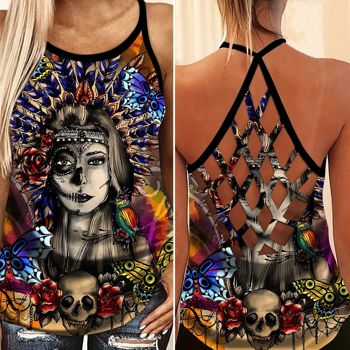 Native Girl And Skull Limited Edition – Hollow Tank Top