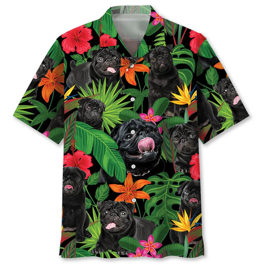 Hawaiian Shirt / Adults / S Naughty Pug Hawaiian Shirt