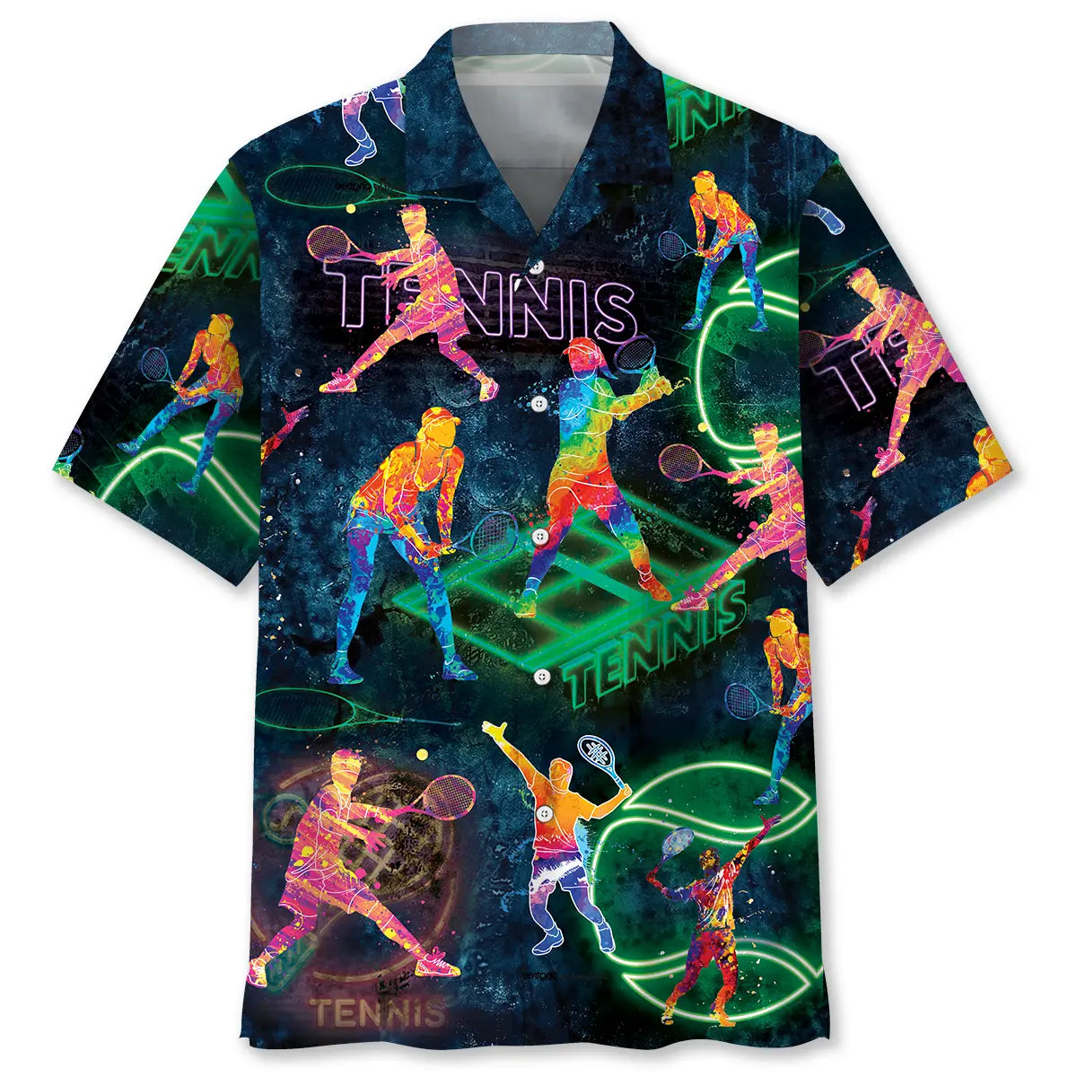 Hawaiian Shirt / Adults / S Neon Blue Tennis Hawaiian Shirt