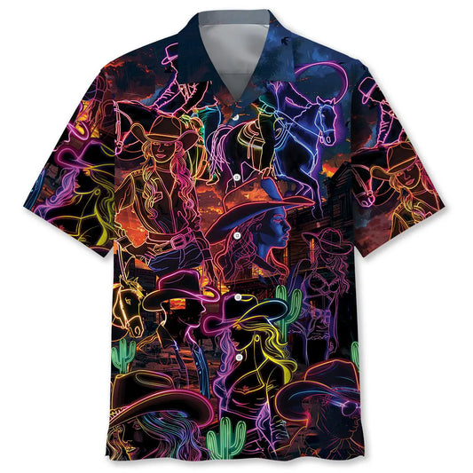 Hawaiian Shirt / Adults / S Neon Cowboy Vintage Art Hawaiian Shirt