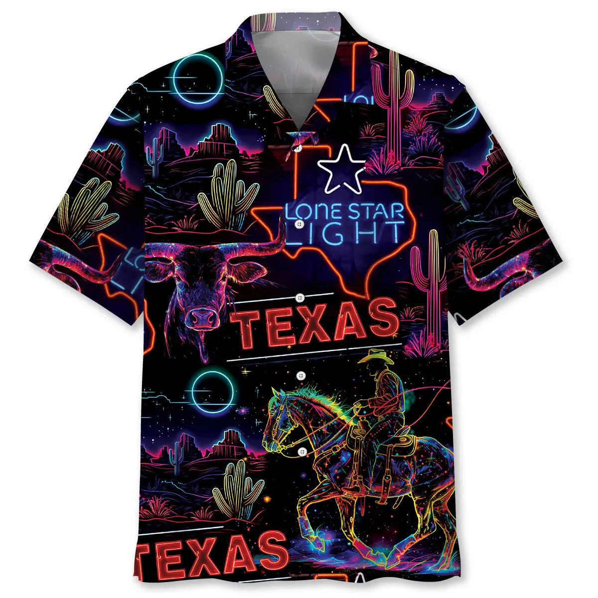 Hawaiian Shirt / Adults / S Neon Don't Mess With Texas Hawaiian Shirt