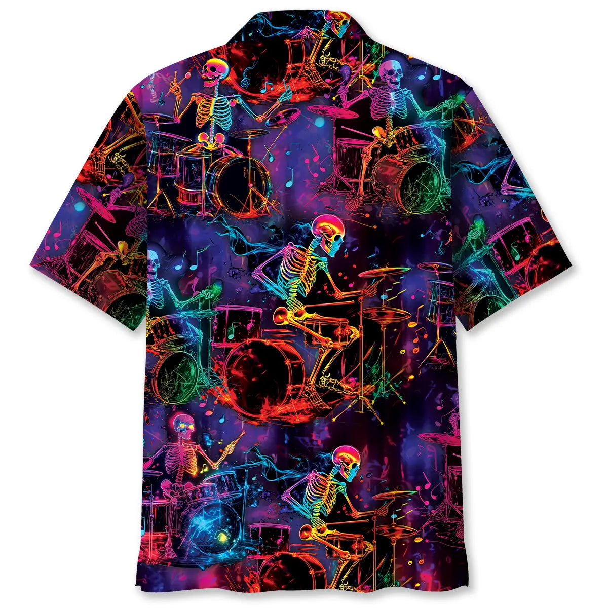 Neon Drum Skeleton Hawaiian Shirt
