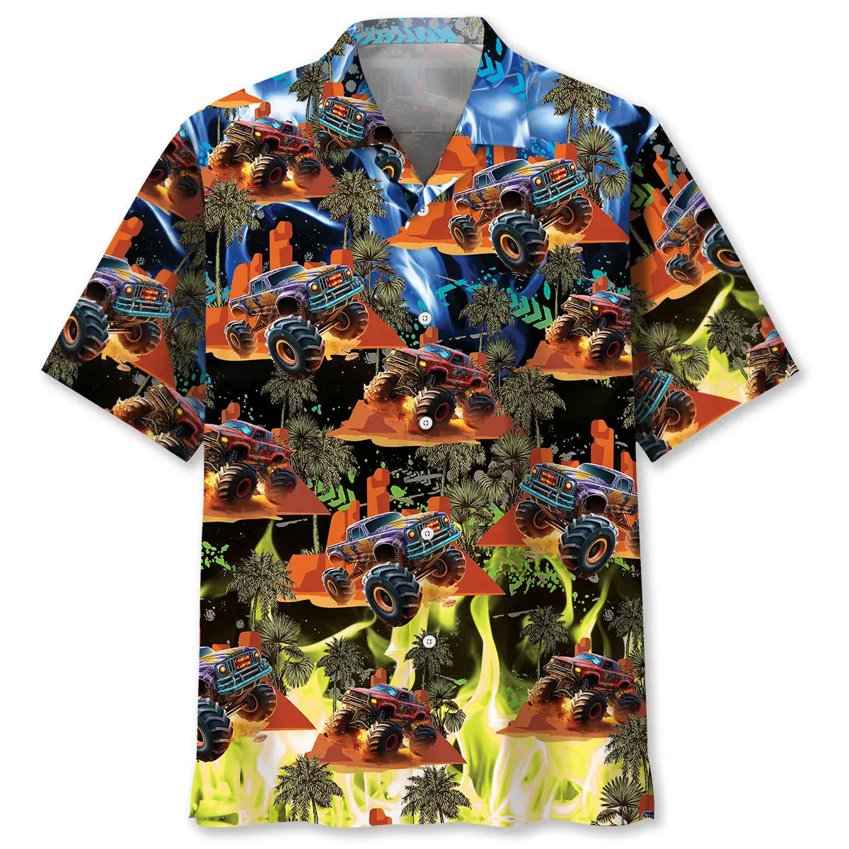 Hawaiian Shirt / Adults / S Neon Monster Truck Hawaiian Shirt