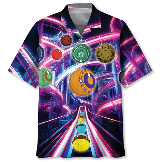 Hawaiian Shirt / Adults / S Neon Roller Coaster Lawn Bowl Hawaiian Shirt
