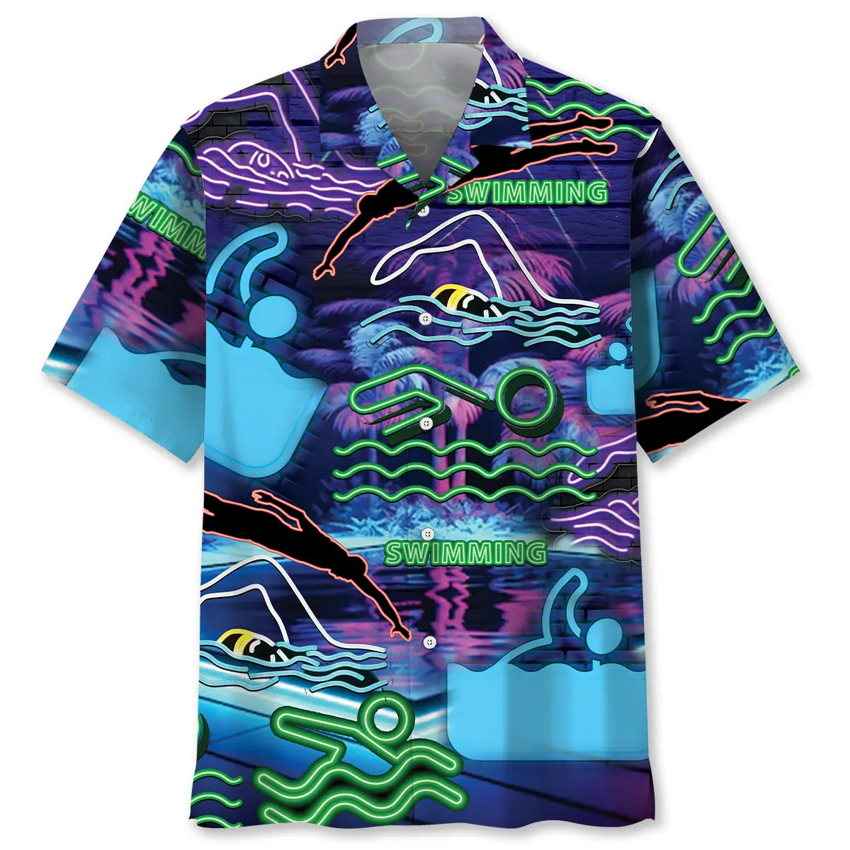Hawaiian Shirt / Adults / S Neon Style Swimming Lover Hawaiian Shirt