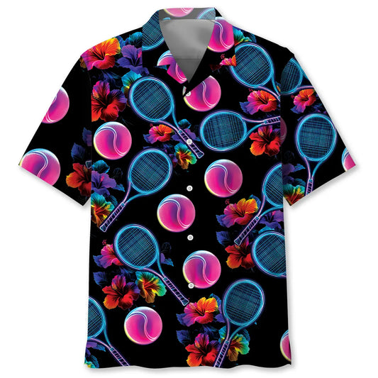 Hawaiian Shirt / Adults / S Neon Tennis Tropical Hawaiian Shirt