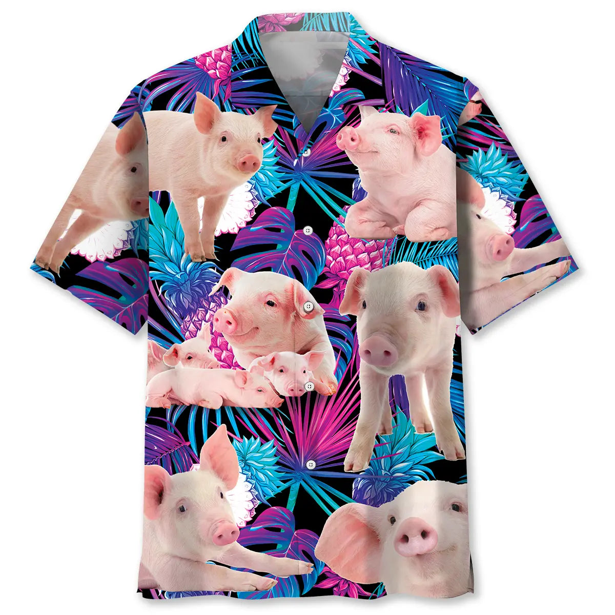 Hawaiian Shirt / Adults / S Neon Tropical Pig Hawaiian Shirt