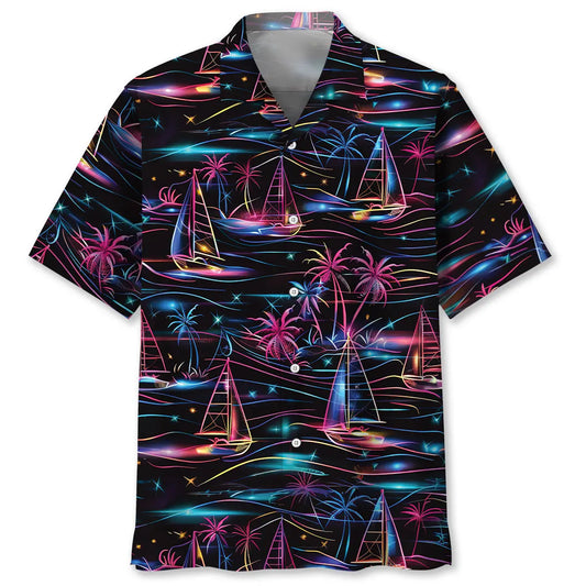 Hawaiian Shirt / Adults / S Neon Tropical Sailboat Hawaiian Shirt