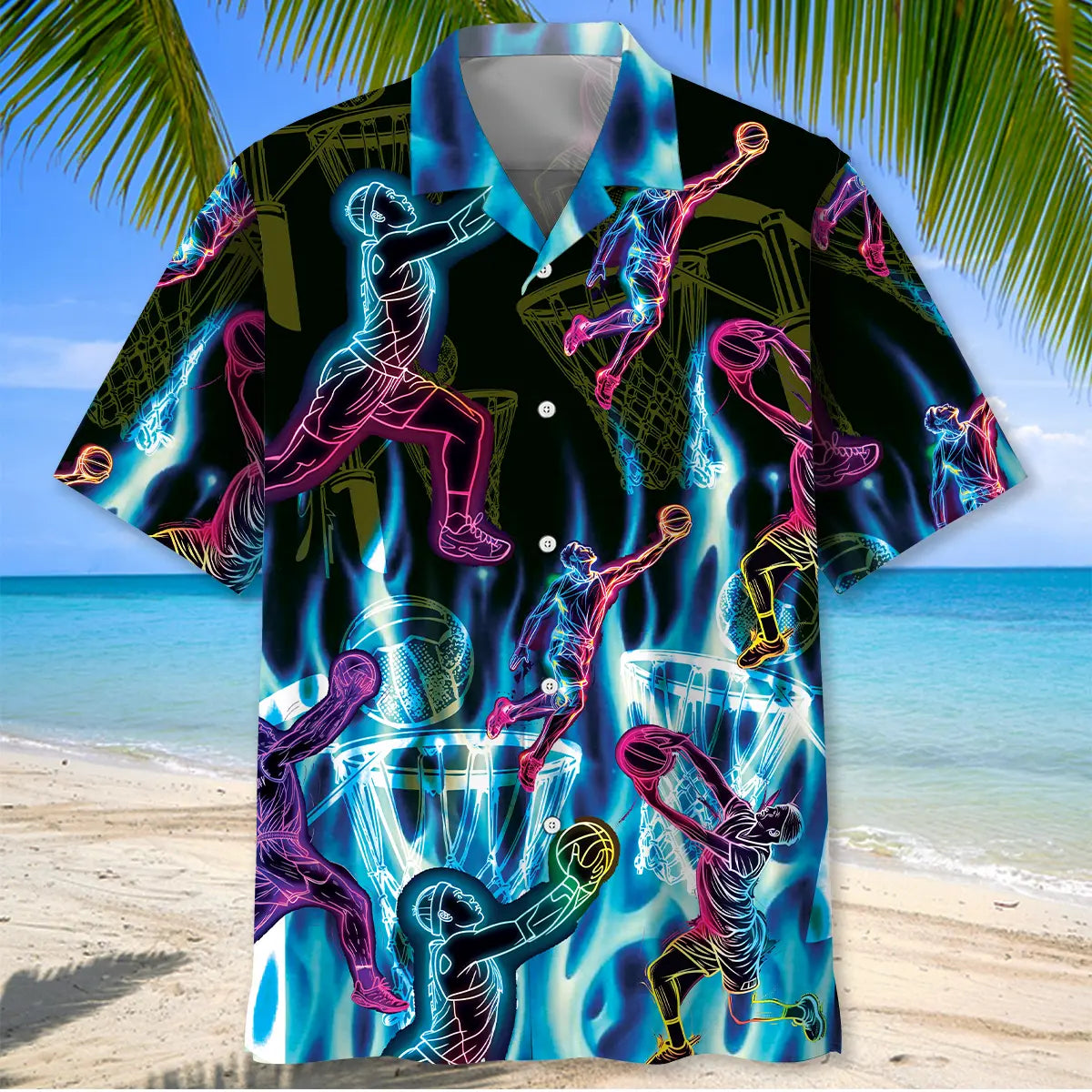 Netball Neon Fire Hawaiian Shirt