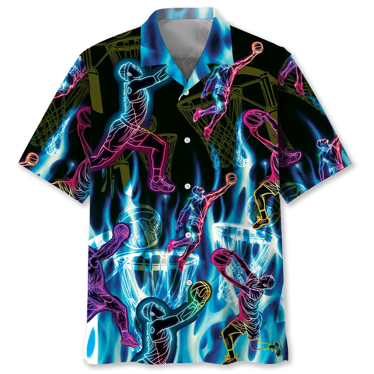 Hawaiian Shirt / Adults / S Netball Neon Fire Hawaiian Shirt