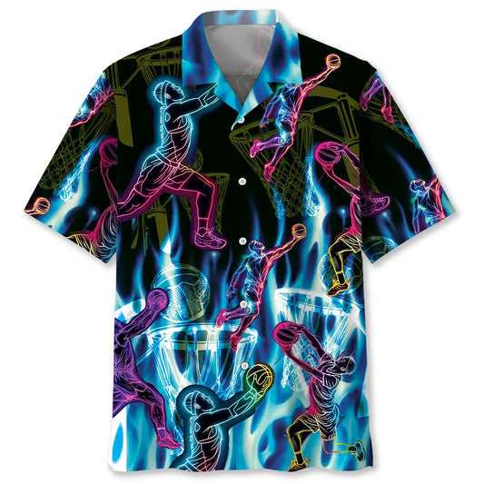 Hawaiian Shirt / Adults / S Netball Neon Fire Hawaiian Shirt