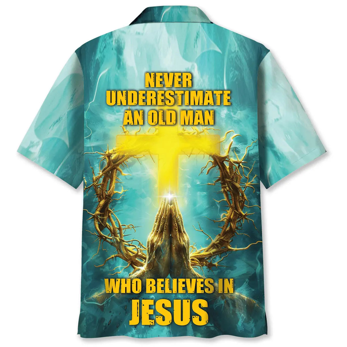 Hawaiian Shirt / Adults / S Never Underestimate An Old Man Who Believe In Jesus Hawaiian Shirt