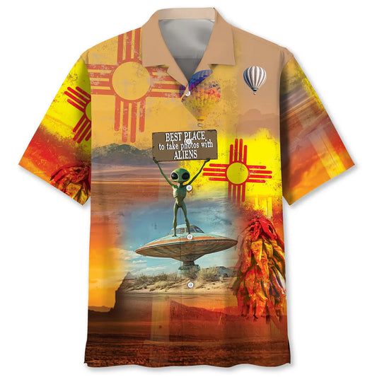 Hawaiian Shirt / Adults / S New Mexico Best Place To Take Photo With Aliens Hawaiian Shirt