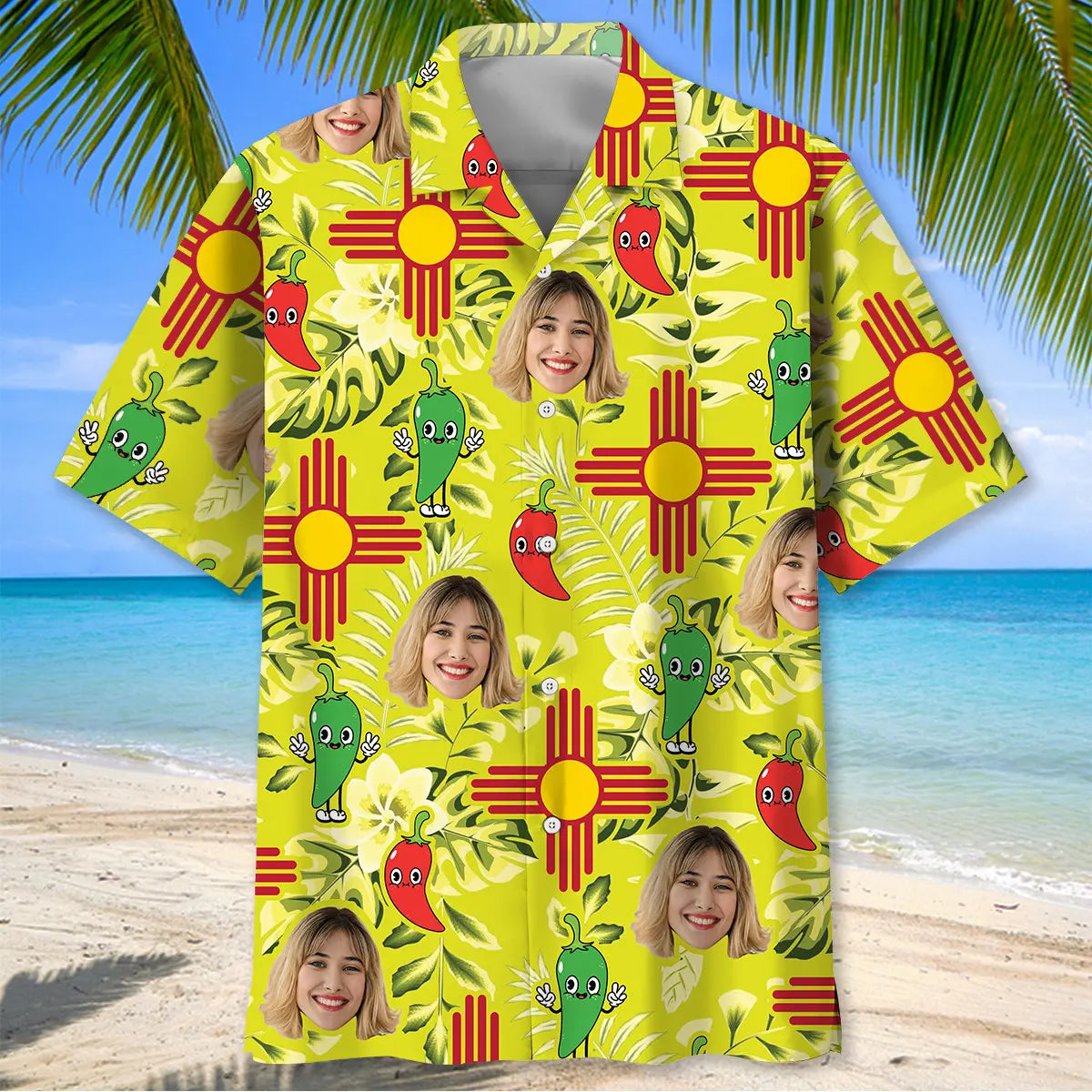 New Mexico Dancing Chilies Custom Photo Hawaiian Shirt