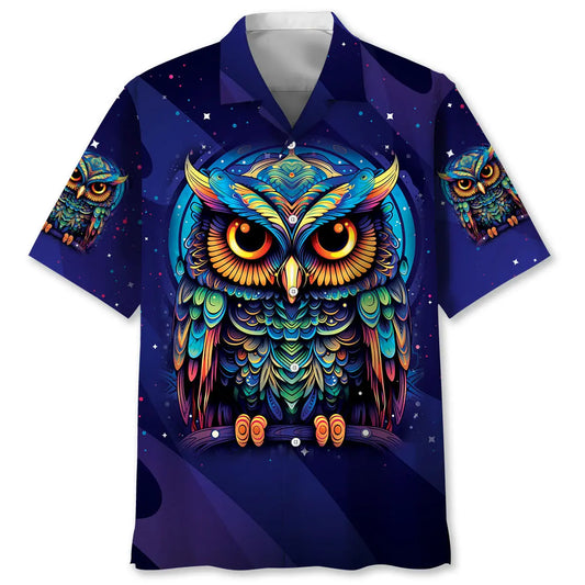 Hawaiian Shirt / Adults / S Night Owl Art Hawaiian Shirt