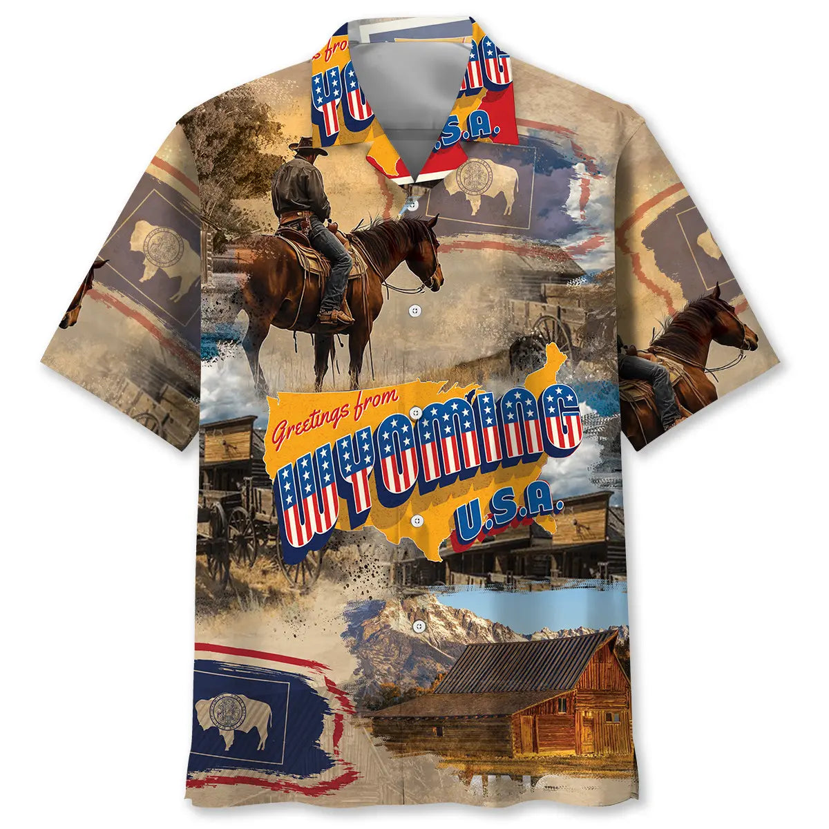 Hawaiian Shirt / Adults / S Nostalgic Wyoming State Hawaiian Shirt