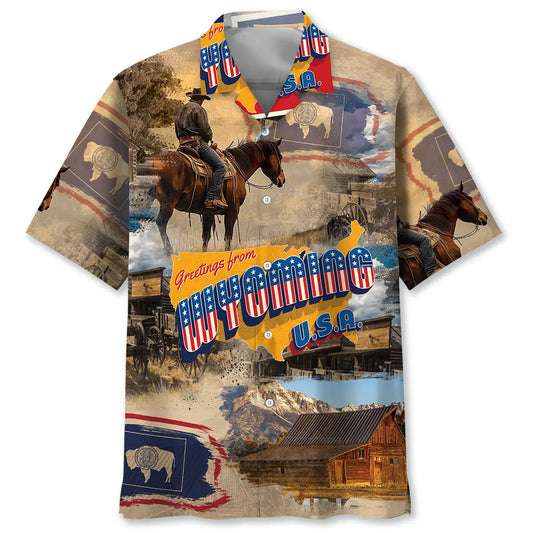 Hawaiian Shirt / Adults / S Nostalgic Wyoming State Hawaiian Shirt