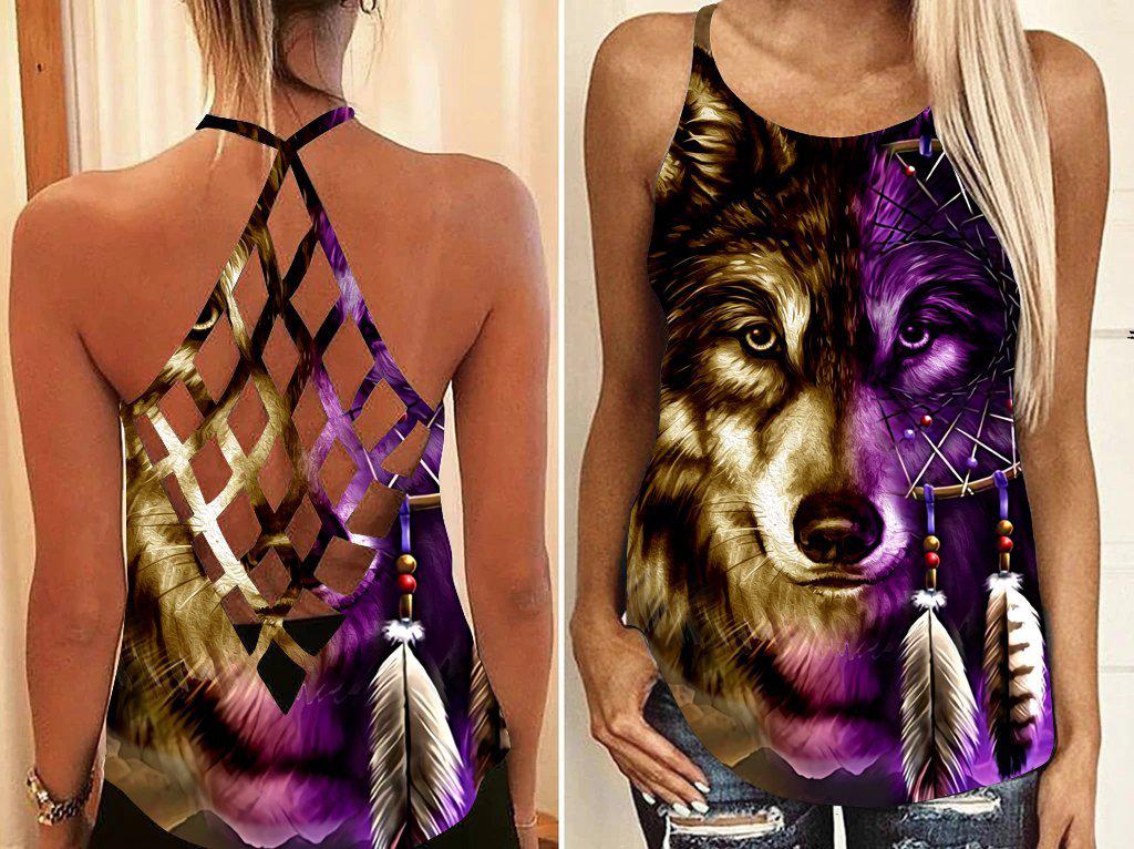 Purple Wolf Mystic Spirit - Hollow Tank Top