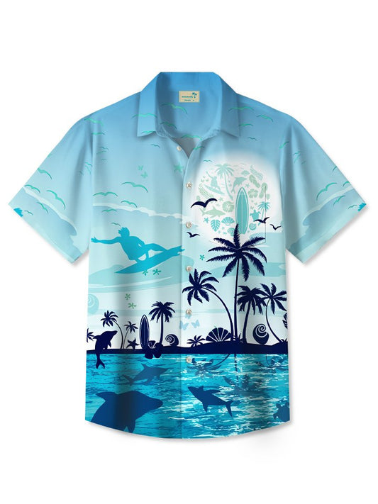 Hawaiian Shirt / Adults / S Ocean Beach Surf Coconut Tree Summer Vacation Hawaiian Shirt