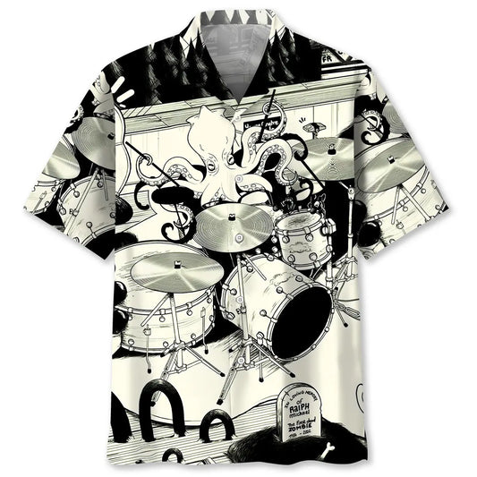 Hawaiian Shirt / Adults / S Octopus Drummer Drums Lover Hawaiian Shirt