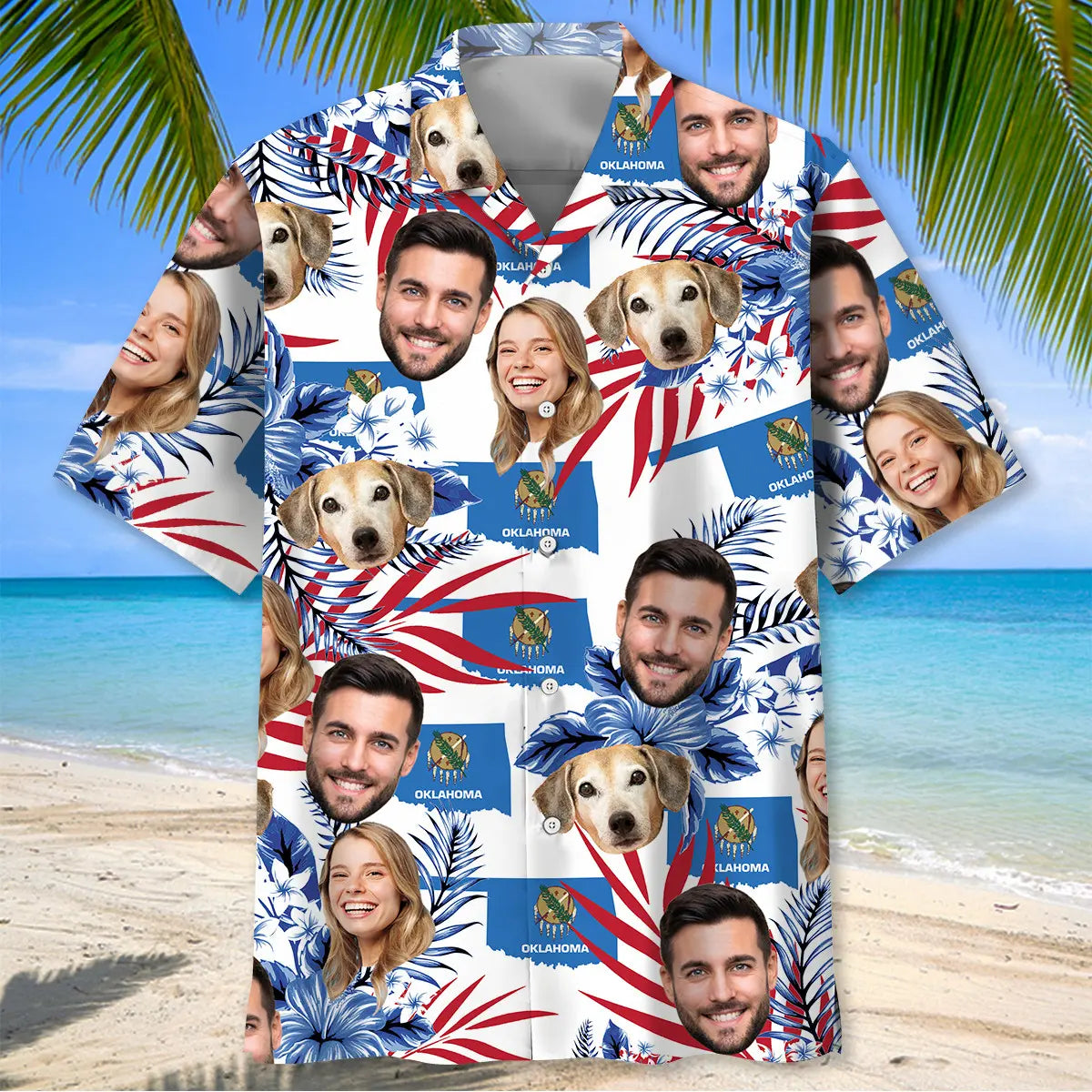 Oklahoma Family Custom Photo Face Hawaiian Shirt