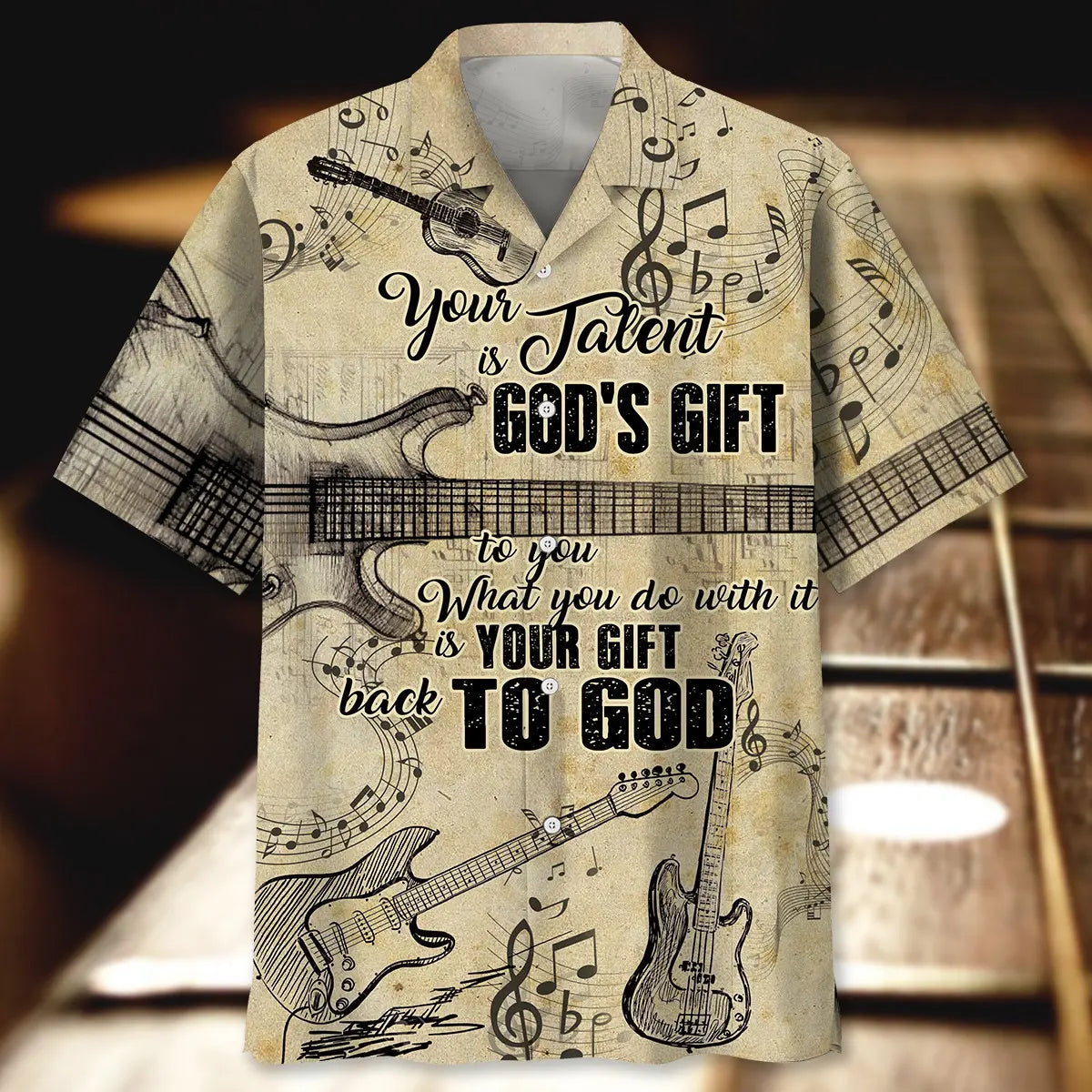 Old Guitar Vintage Style Hawaiian Shirt