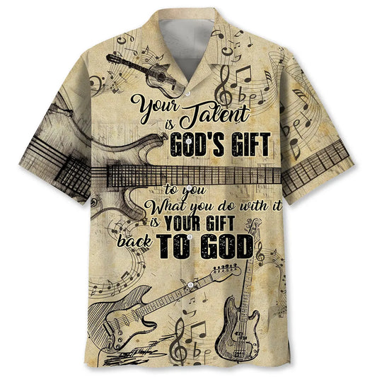 Hawaiian Shirt / Adults / S Old Guitar Vintage Style Hawaiian Shirt