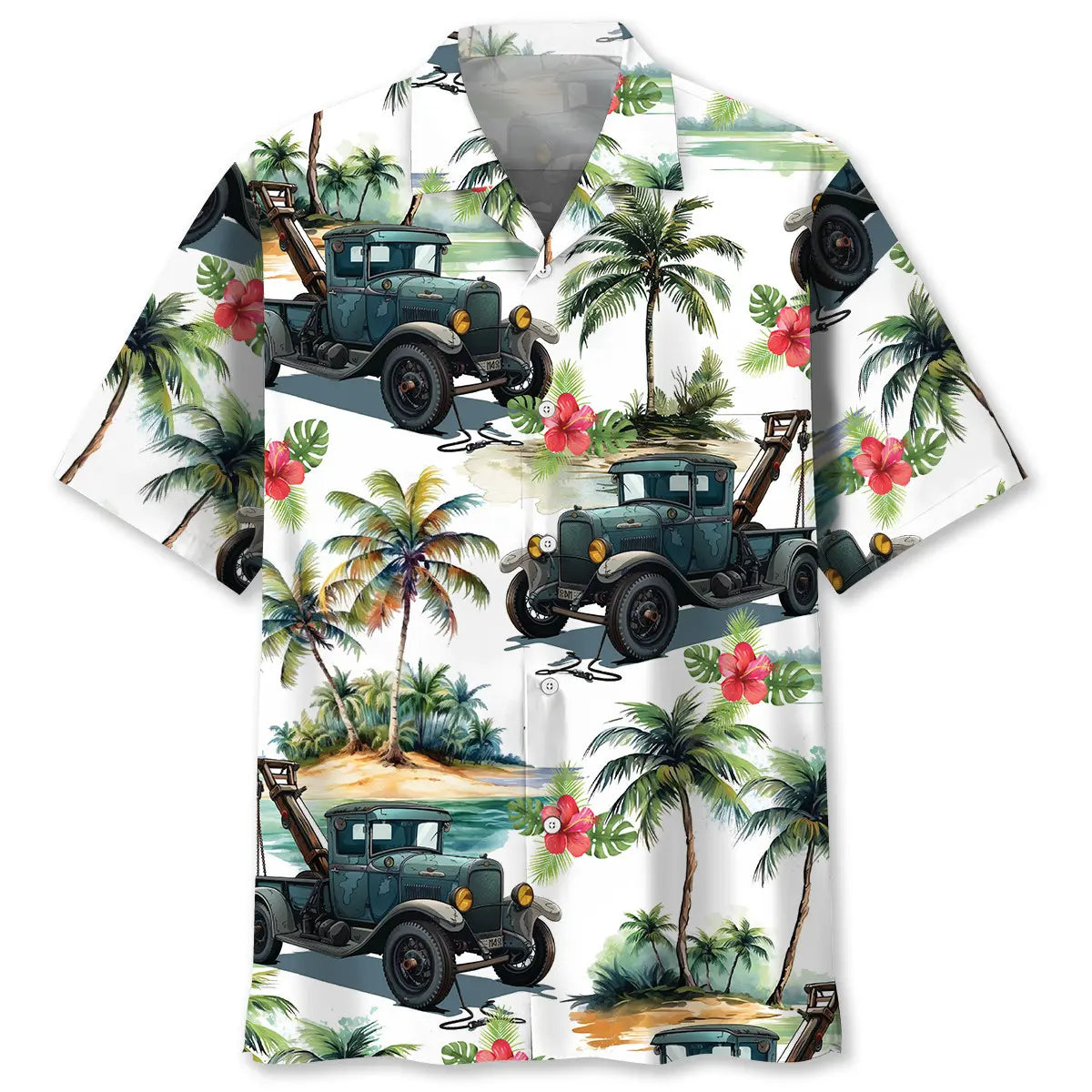 Hawaiian Shirt / Adults / S Old Tow Truck Hawaiian Shirt