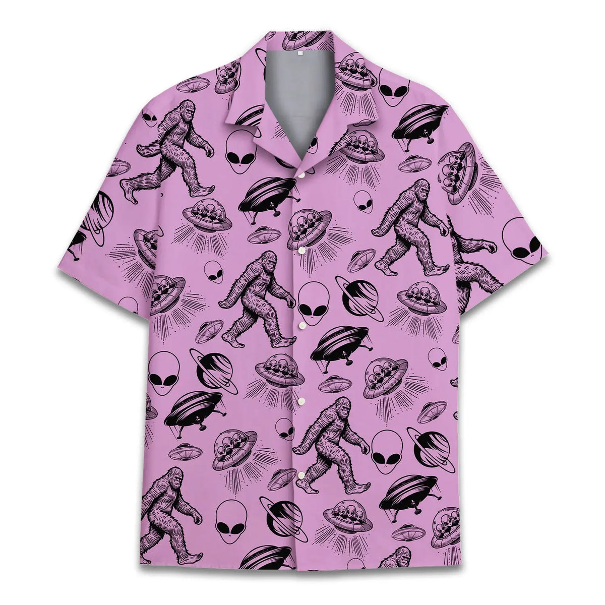 Hawaiian Shirt / Adults / S Bigfoot And Alien Bigfoot Sasquatch Unisex Hawaiian Shirt Aloha Shirt