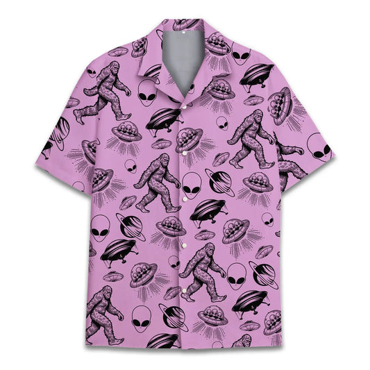 Hawaiian Shirt / Adults / S Bigfoot And Alien Bigfoot Sasquatch Unisex Hawaiian Shirt Aloha Shirt