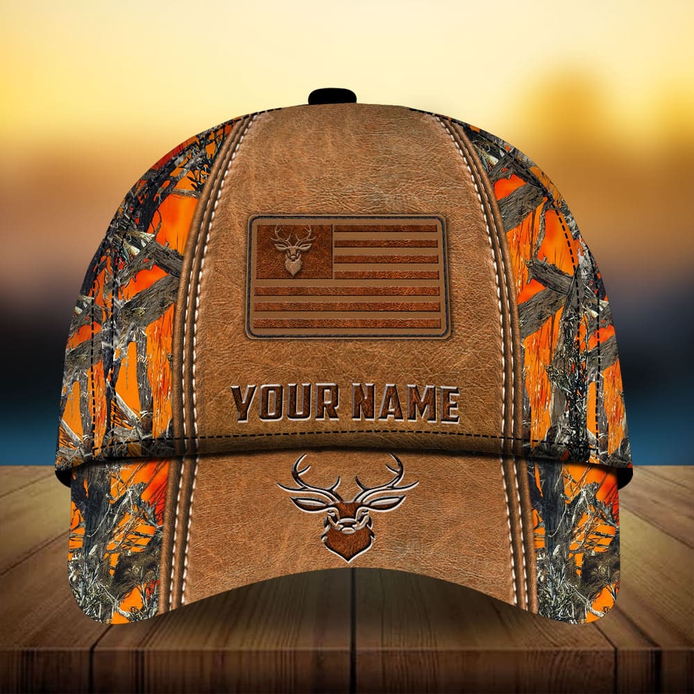 Premium Deer Hunting Leather Personalized – Classic Cap
