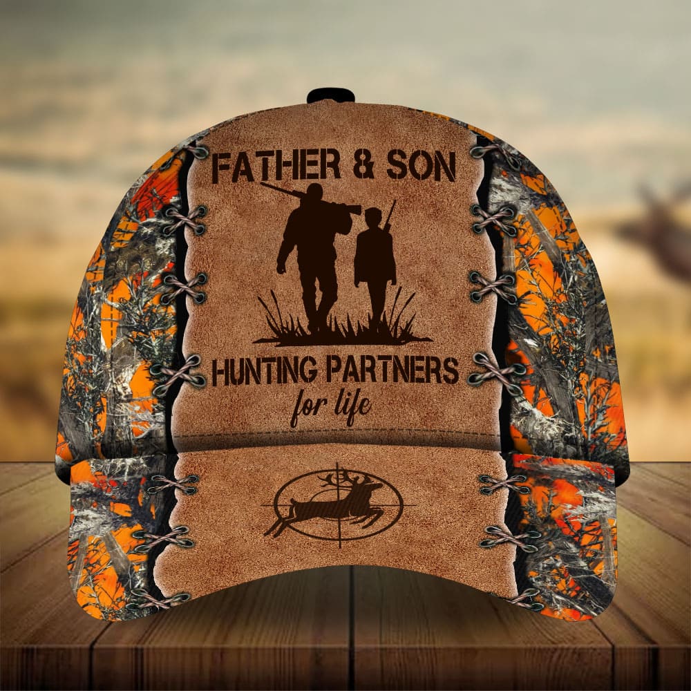 Orange / One Size Premium Loralle Father And Son Hunting Classic Cap 3D Multicolor Personalized CAPC02DUC130222 - Owls Matrix LTD
