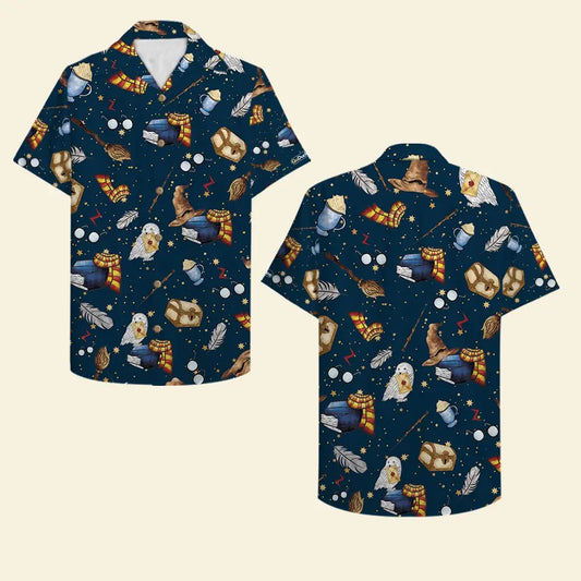 Hawaiian Shirt / Adults / S Owl and Scarf Seamless Pattern Unisex Hawaiian Shirt Aloha Shirt Summer Vibe Gifts for Fans