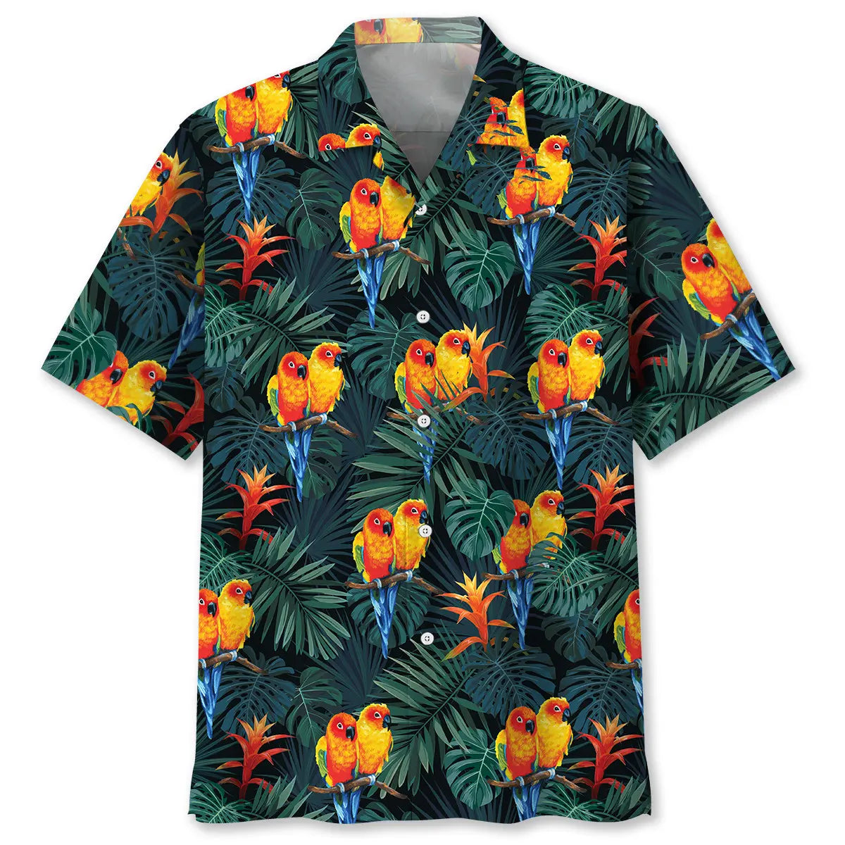 Hawaiian Shirt / Adults / S Parrot Dark Green Tropical Hawaiian Shirt