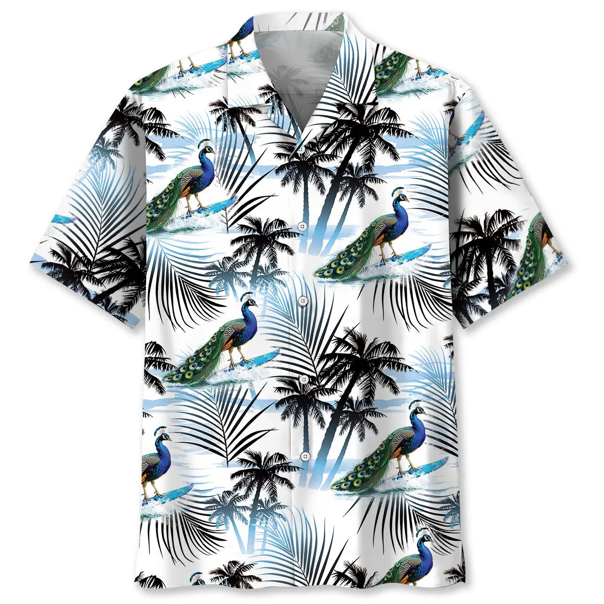 Hawaiian Shirt / Adults / S Peacock Surfing Funny Hawaiian Shirt